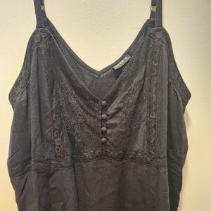 Washable Crinkle Gauze Embroidered Babydoll Tank Top